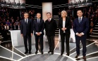 François Fillon, Emmanuel Macron, Jean-Luc Mélenchon, Marine Le Pen et Benoît Hamon lors du premier débat télévisé de la campagne présidentielle. Photo: Patrick Kovarik