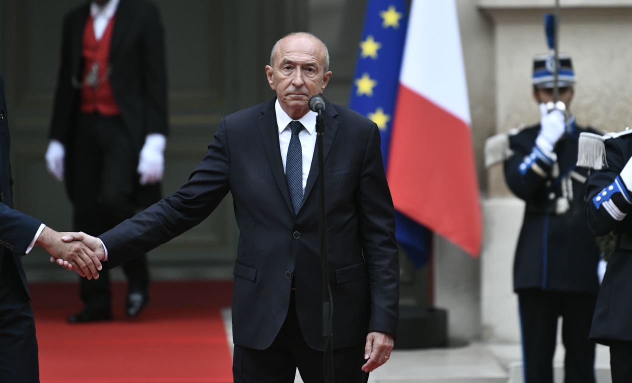 Gérard Collomb lors de son départ du ministère de l'Intérieur, 3 octobre 2018. ©STEPHANE DE SAKUTIN / AFP