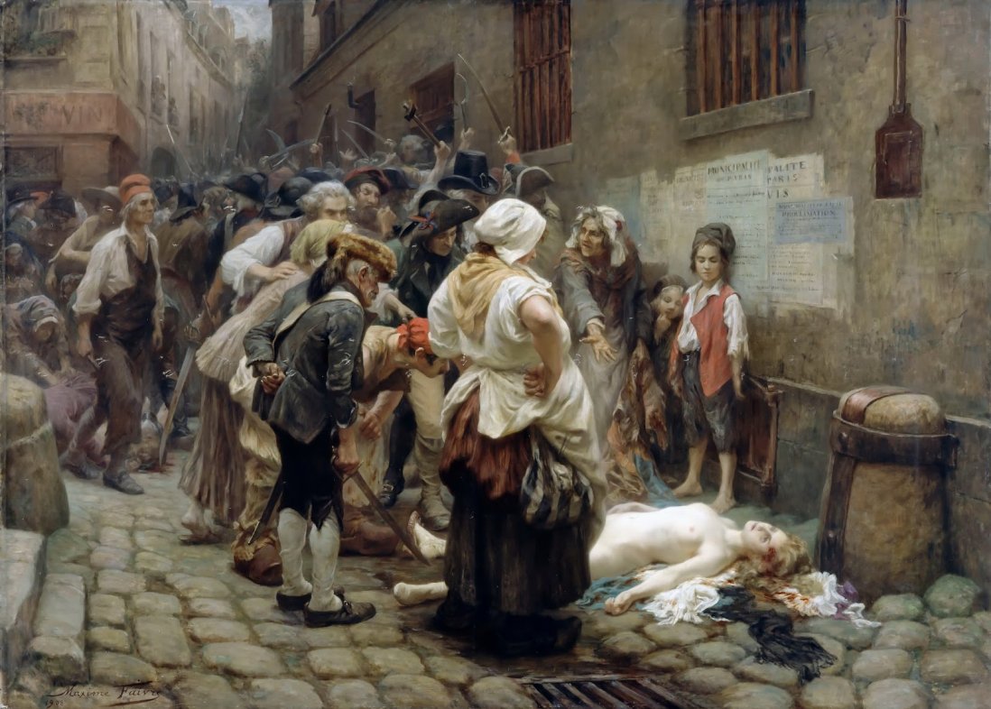 "La mort de la Princesse de Lamballe", toile de Maxime Faivre, 1908, musée de la Révolution française. / Domaine public