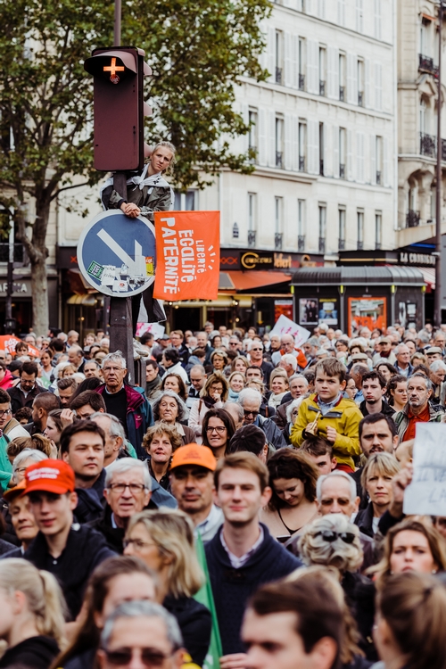 Manifestation contre la PMA à Paris, 6 octobre 2019. (c) Karine Pierre / Hans Lucas / AFP