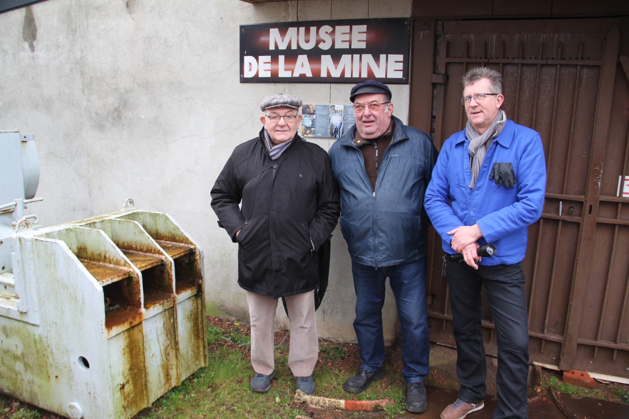 Maurice, Francis et le directeur du musée de la mine. Bruay, mars 2020. Photo : Daoud B.