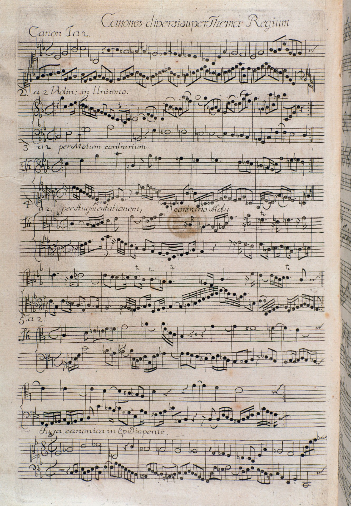 Page de partition de l'Offrande musicale de Jean-Sébastien Bach (1747). ©Luisa ricciarini/Leemage