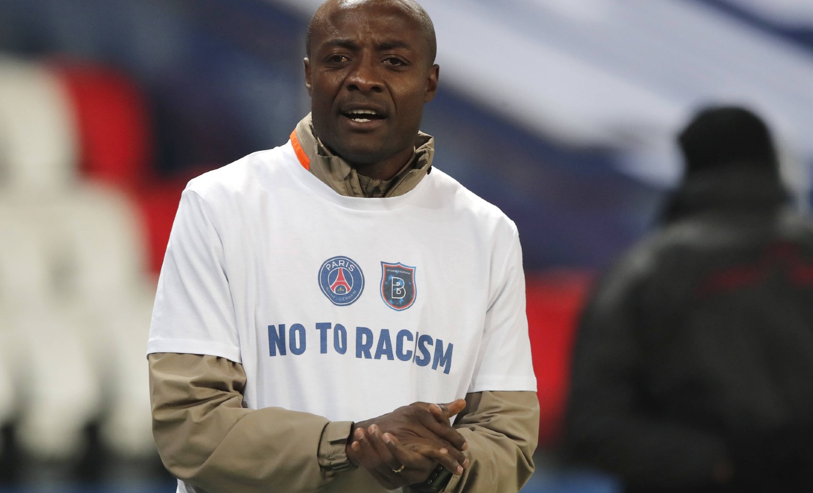 Pierre Webo avant le match PSG-Istanbul BB, Parc des Princes (Paris), 9 décembre 2020. © Francois Mori/AP/SIPA Numéro de reportage : AP22520599_000009