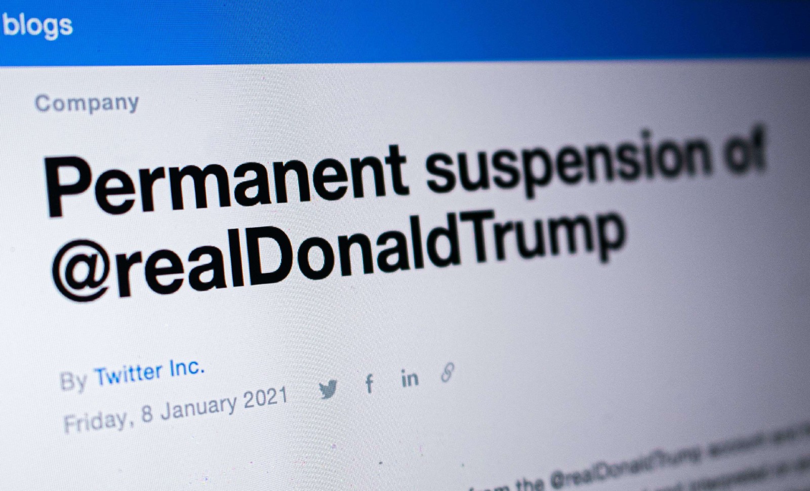 Le site Twitter a suspendu le compte de Donald Trump © Amer Ghazzal/Shutterstock/SIPA Numéro de reportage : Shutterstock40817988_000004