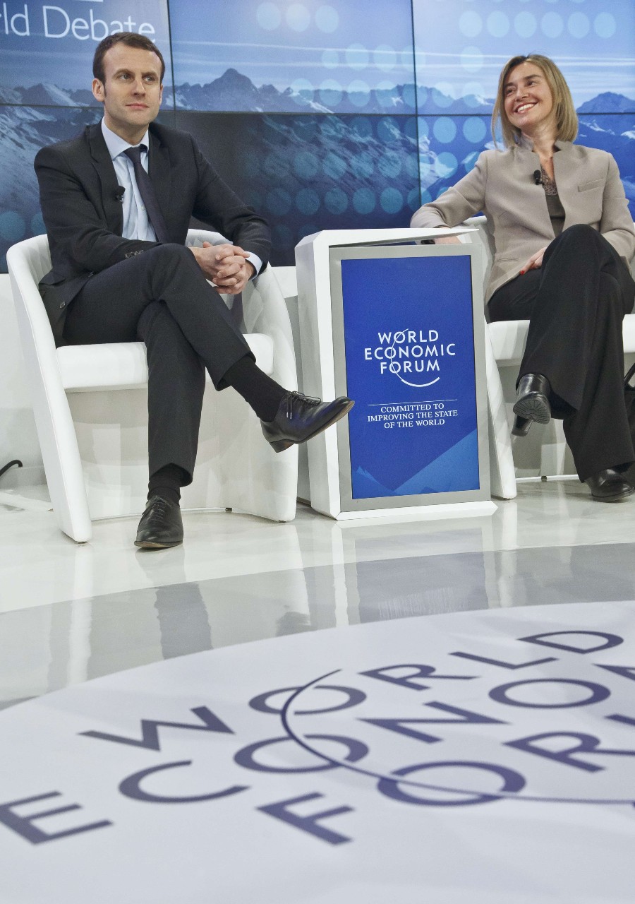 Emmanuel Macron au Forum économique mondial, Davos, 24 janvier 2018. © Fabrice Coffrini/AFP