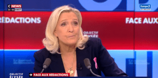 Marine Le Pen sur le plateau de CNews et Europe 1, où elle a réagi au sondage Ifop affirmant que 46% des musulmans de France se disent prêts à quitter le pays si elle est élue.
